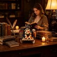 thumbnail image 4 of Ailezt Halloween Decor Halloween Flat Wooden Ornament Reading Tabletop Book‑Loving Figurine With Stand For Shelf Mantel Party Decoration, 4 of 4