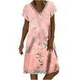 thumbnail image 2 of CENGNIAN Womens Plus Size Sun Dress on Casual Loose Summer Printed Short Sleeve Dress Beach Sundress Dresses, 2 of 5