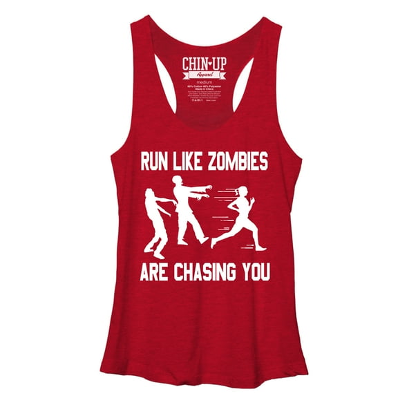Women's CHIN UP Zombies are Chasing You Racerback Tank Top Red Heather Small