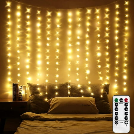 6 5 X Ft Led Window Curtain Lights Photo Backdrop Warm White String Fairy Light With Remote For Wedding Party Bedroom Wall Decorations Canada 6 5 X Ft Led Window Curtain Lights, Yellow Fairy Lights For Bedroom
