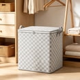 thumbnail image 6 of 32 Gallon Large Grey Checkered Storage Bin Heavy Duty Fabric Box with Clear Window for Clothes Blanket Closet, 6 of 9