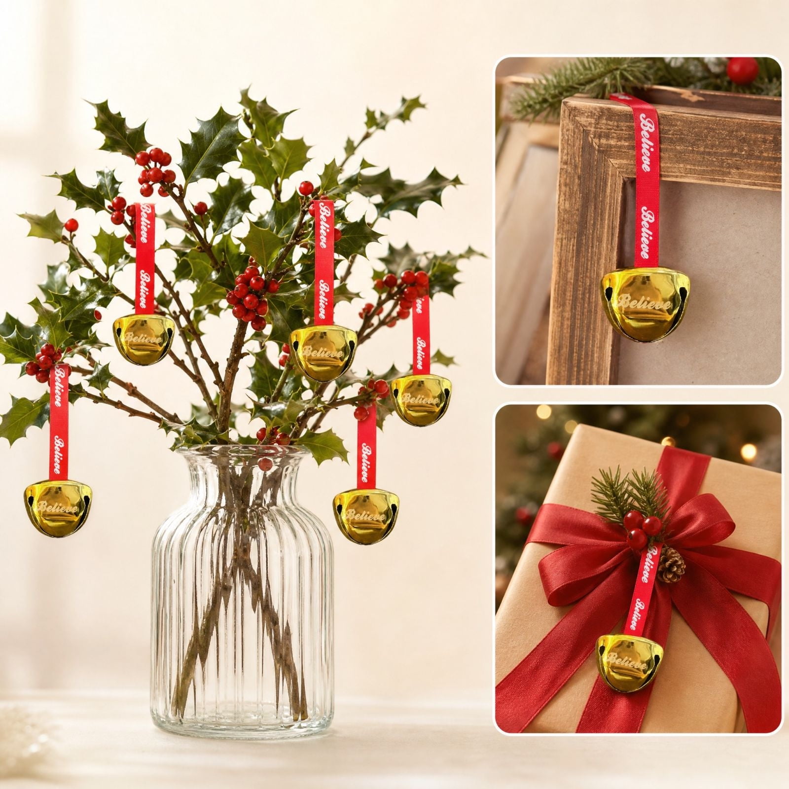 Christmas Bell Ornaments 24 Piece Set Hanging Tree Decoration Bundle