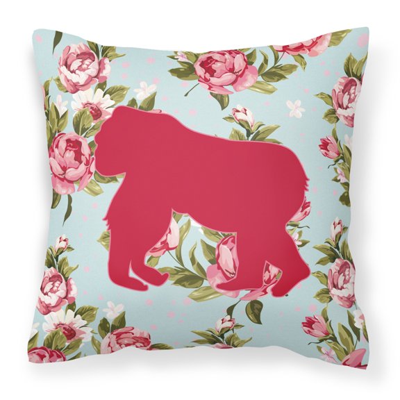 Carolines Treasures Gorilla Shabby Chic Blue Roses Square Decorative Outdoor Pillow