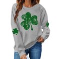 thumbnail image 2 of YABCSAZ St Patricks Day Sweatshirts for Women Irish T-Shirt Long Sleeve Sequin Shamrock Clover Printed Irish Pullover Casual Loose Oversize Charms Shirts Blouse Paddy's Day Great Parade Tops, 2 of 4