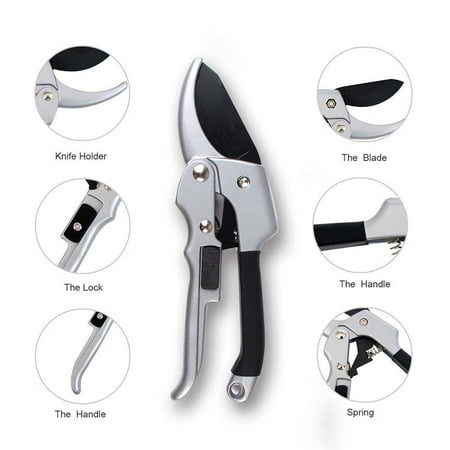 Patio Design Tool GLiving Professional Bypass Hand Tree Pruners Tools, Chromium-Vanadium Stainless Steel Blade Sharp Anvil Pruning Shears, Pulley Design, Less Effort, 8