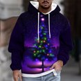 thumbnail image 1 of Sudadera con capucha para hombre, estilo casual, con cuello redondo, estampado de árbol de Navidad, manga larga, blusa de poliéster, 1 of 5