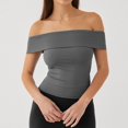 thumbnail image 2 of MESSUEN Off the Shoulder Tops for Women Crop Tops for Women Womens Tops Summer Off the Shoulder Going Out Trendy Cropped Cute Outfits Casual Shirts for Women Womens Shirts Casual Gray L, 2 of 9