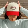 thumbnail image 3 of Here for a Good Time Not A Long Time Embroidered Hat, Cute & Sassy Snapback Trucker Cap for Women, Adjustable Fit with Bold Statement, Great for Country Girls, Summer Vibes, or Fun-Loving Moments, 3 of 5