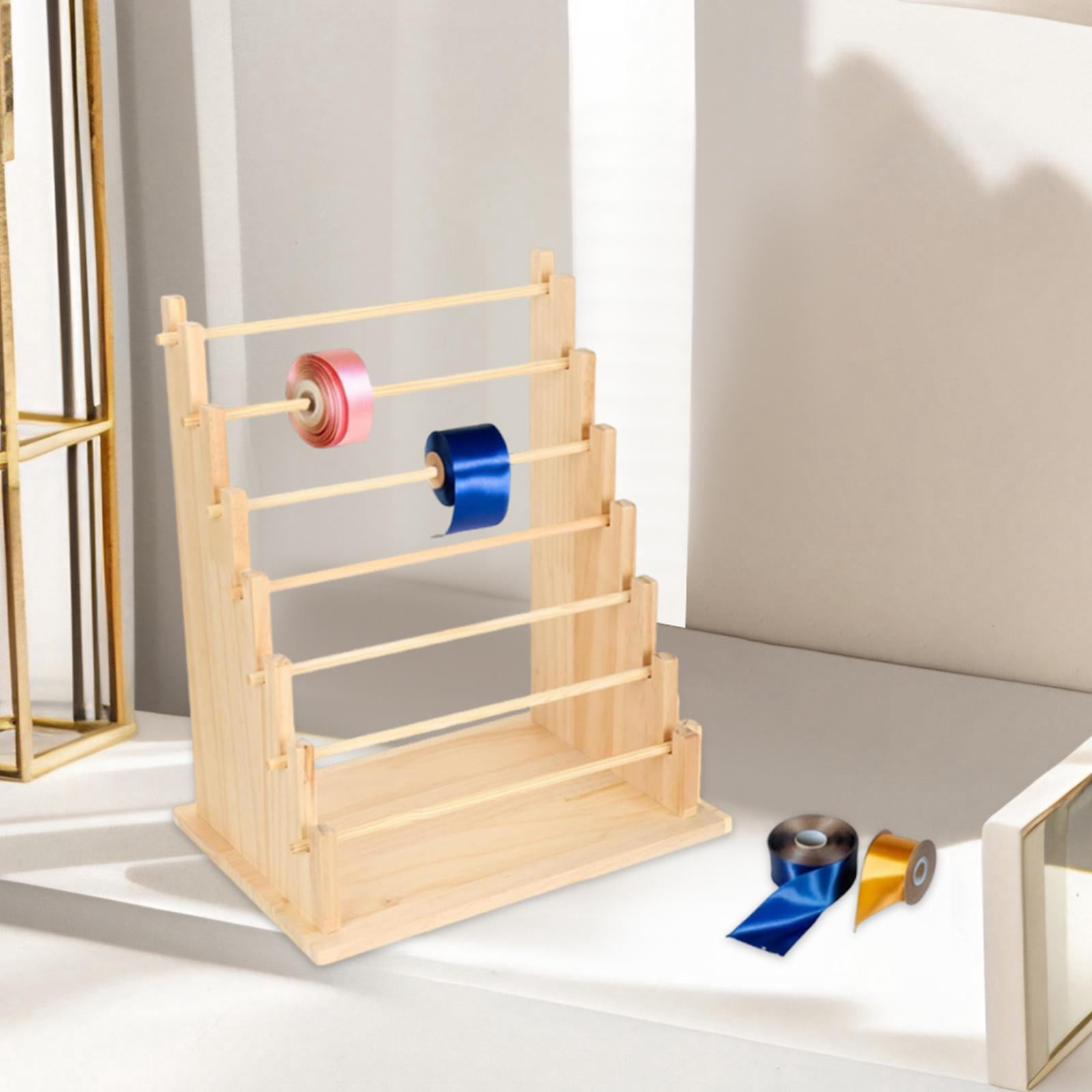 HILABEE Wooden Ribbon Organizer Rack, Washi Tape Organizer, Jewelry Storage, Hanging Rack, Bracelet Display Stand for Florists, Photo Props