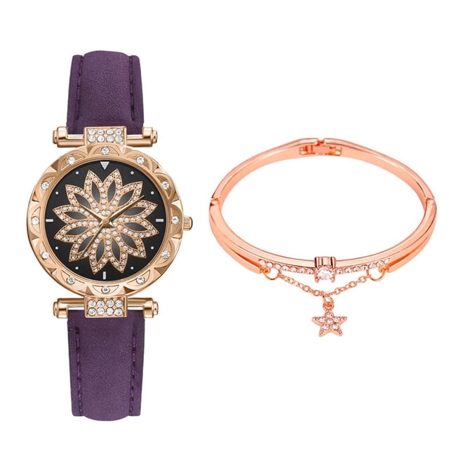 Fiudx Ofertas Relámpago Conjunto De Relojes Para Mujer S Tarry Sky Reloj De Pulsera Para Mujer Reloj Deportivo De Cuero Informal Q Uart