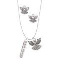 thumbnail image 1 of Delight Jewelry Live the Life You Have Imagined Bar Silver tone Guardian Angel Charm Necklace and Stud Earrings, 1 of 4
