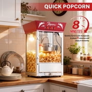 Commercial Popcorn Maker Machine, Enyopro 12oz Kettle Stainless Steel Popcorn Machine with Tempered Glass, Warming Deck, 850W Countertop Popcorn Popper for Movie Theatre, Parties
