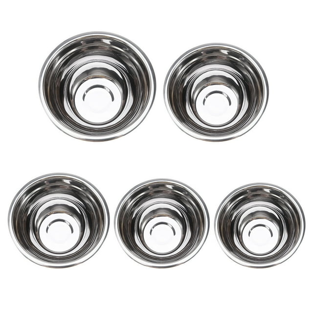 OULII 5Pcs Nesting Mixing Bowls Stainless Steel for Kitchen Prep and Baking Deep Construction