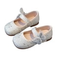 thumbnail image 2 of YHAJDS Girl's Casual Shoes Closed Toe Bow Solid Color Soft Sole School Shoes, 2 of 5