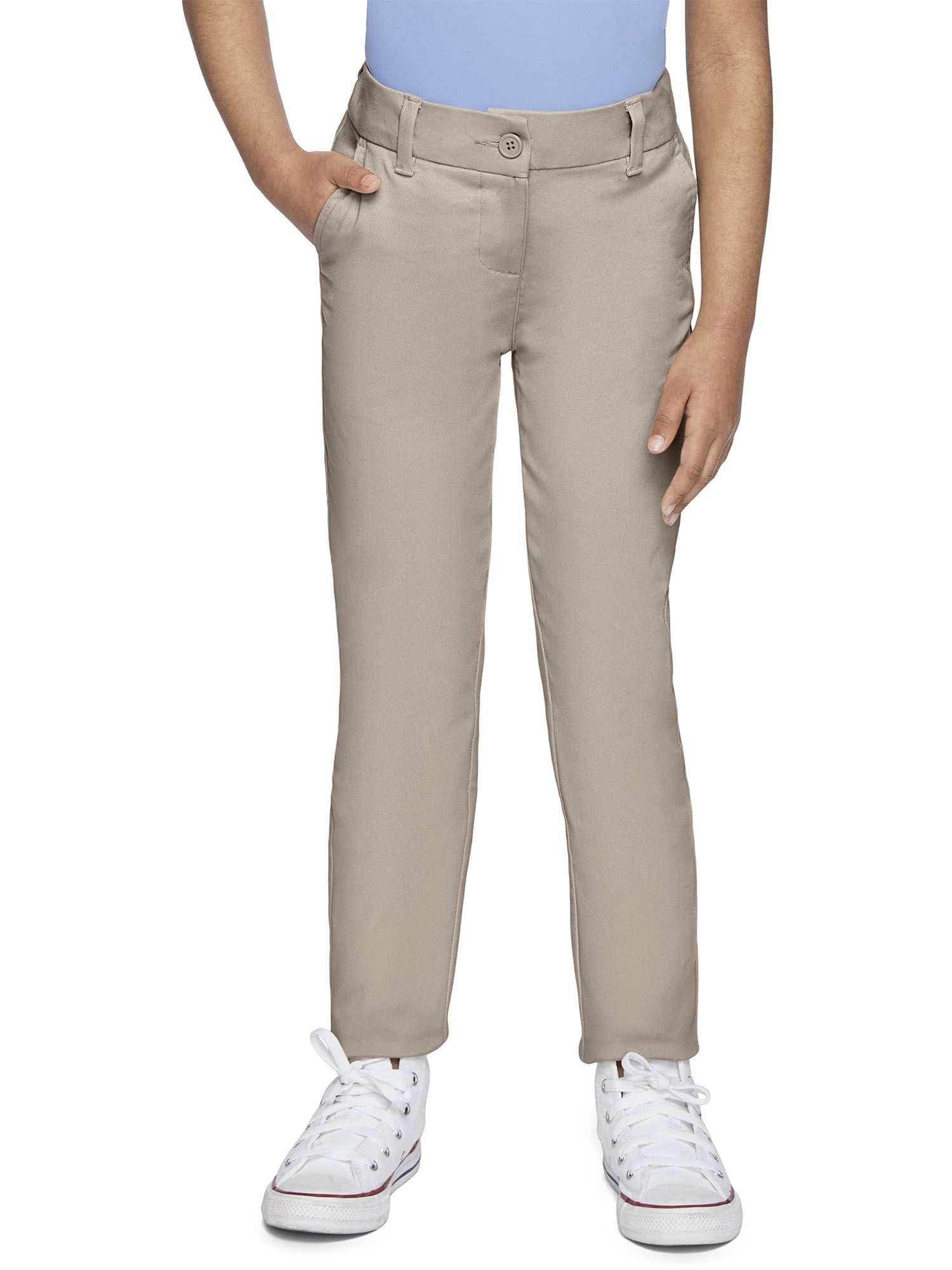 Wonder Nation Girls School Uniform Skinny Pants, Sizes 4-20 & Plus