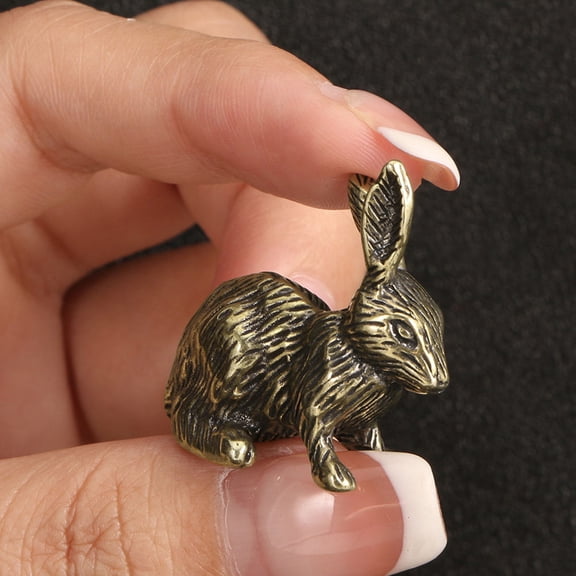 OUNONA Brass Figurine Easter Decor Easter Spring Decoration Rabbit Statue Decorative Modern Vintage Bunny Ornament For Easter Centerpiece