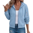 thumbnail image 4 of Hurxie Women's Full Zip Up Hoodies Waffle Knit Long Sleeve Sweatshirt Tops Early Fall Fashion Clothes, Knit Long Sleeve, Oversized Hooded Tops, 4 of 6