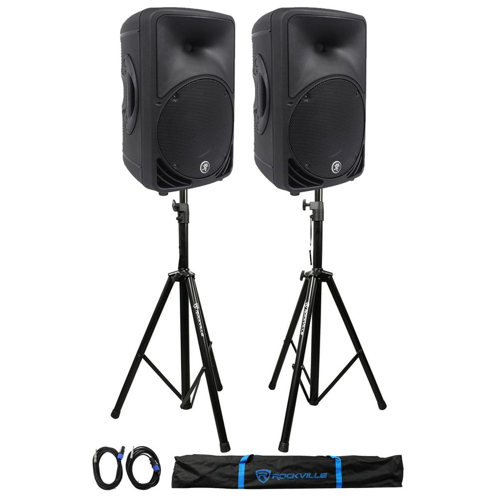(2) Mackie C200 10" 2Way Passive SR PA Speakers+ 2)Stands +2)Cables