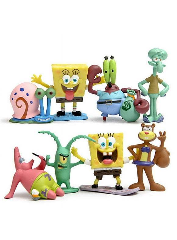 8 Piece Set with 8 SpongeBob Featuring Squidward, Sandy Cheeks, Patrick Star, Mr. Krabs, Plan Multicoloured