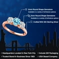thumbnail image 2 of Gem Stone King 18K Rose Gold Plated Silver Blue Apatite and Lab Grown Diamond Engagement Ring for Women | 1.82 Cttw | Round 6MM | Gemstone Birthstone | Size 9, 2 of 6