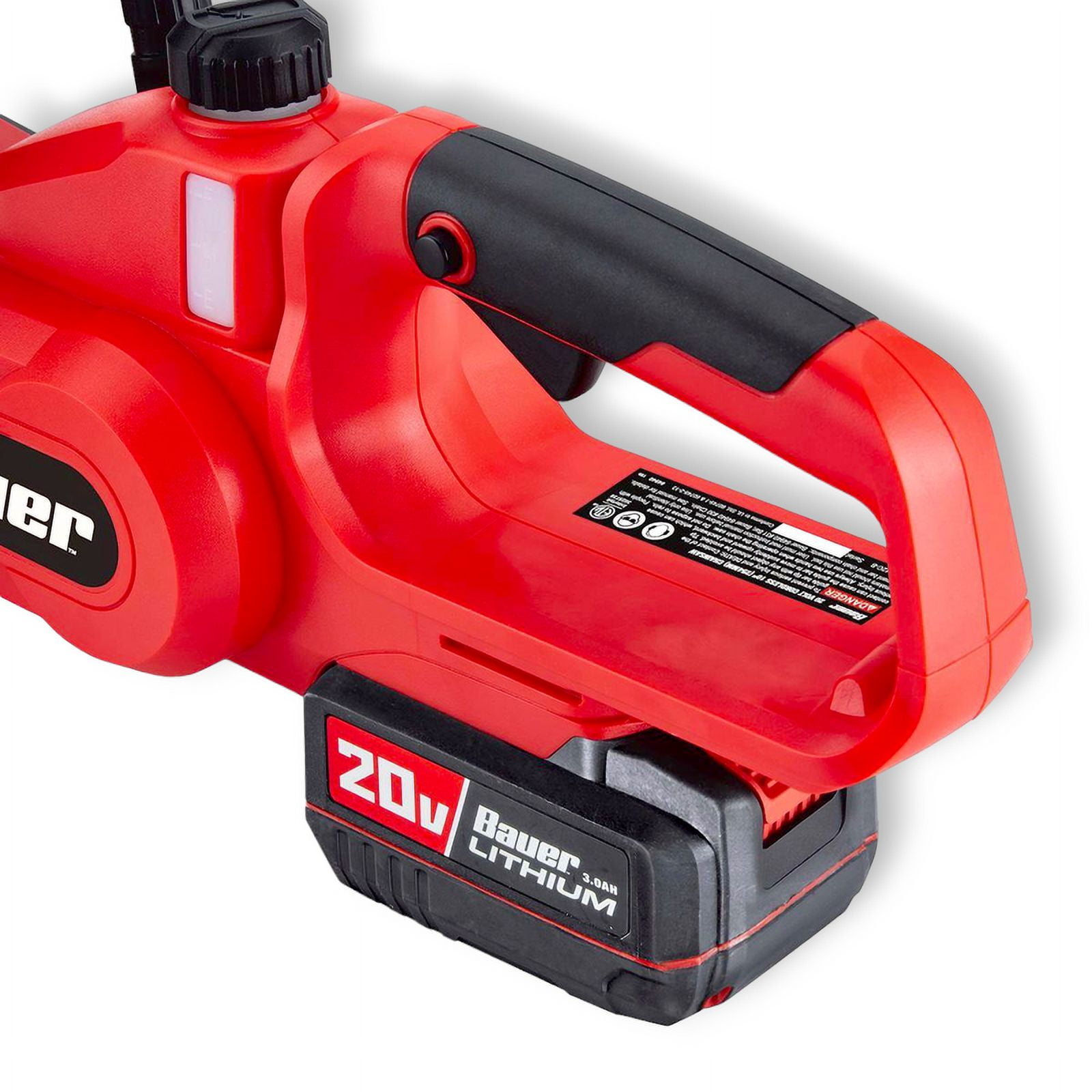 Bauer 20V Cordless Chainsaw 10" Bar, Battery-Powered Brushless (Tool Only) , Red