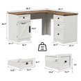 thumbnail image 2 of Towallmark L Shaped Desk, Farmhouse Computer Desk 60 Inch, Vintage Office Desk With Storage Cabinet, Home Office Furniture With File Drawer, Corner Workstation, Brown Wood Finish, 2 of 7