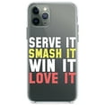 thumbnail image 1 of DistinctInk Clear Shockproof Hybrid Case for iPhone 11 (6.1" Screen) - TPU Bumper Acrylic Back Tempered Glass Screen Protector - Serve It Smash It Win It Love It Tennis, 1 of 1
