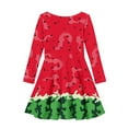 thumbnail image 5 of DISNIMO Kids Watermelon Dress for Girls 5-6 Long Sleeve Dresses Kids Fruit Dress Girls Casual Midi Dress for Kids Soft Dresses for Girls Skater Dress Long Sleeve Girls Swing Dress Children Girls, 5 of 6