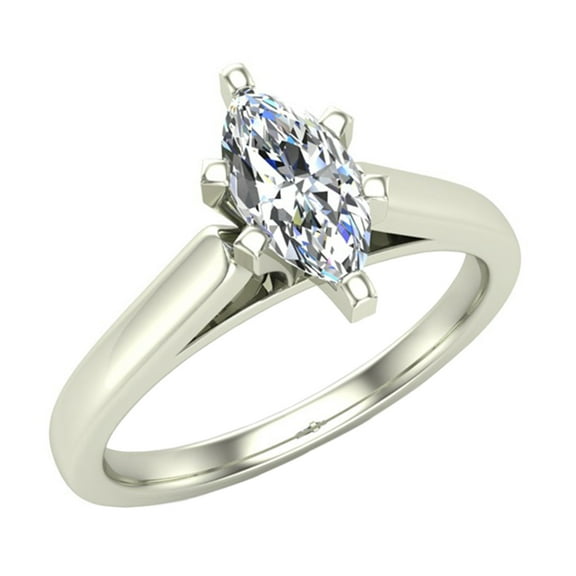 Marquise Cut Diamond Engagement Ring for women 2/3 carat 14K White Gold 6 Prong Solitaire Setting (G,VS2)