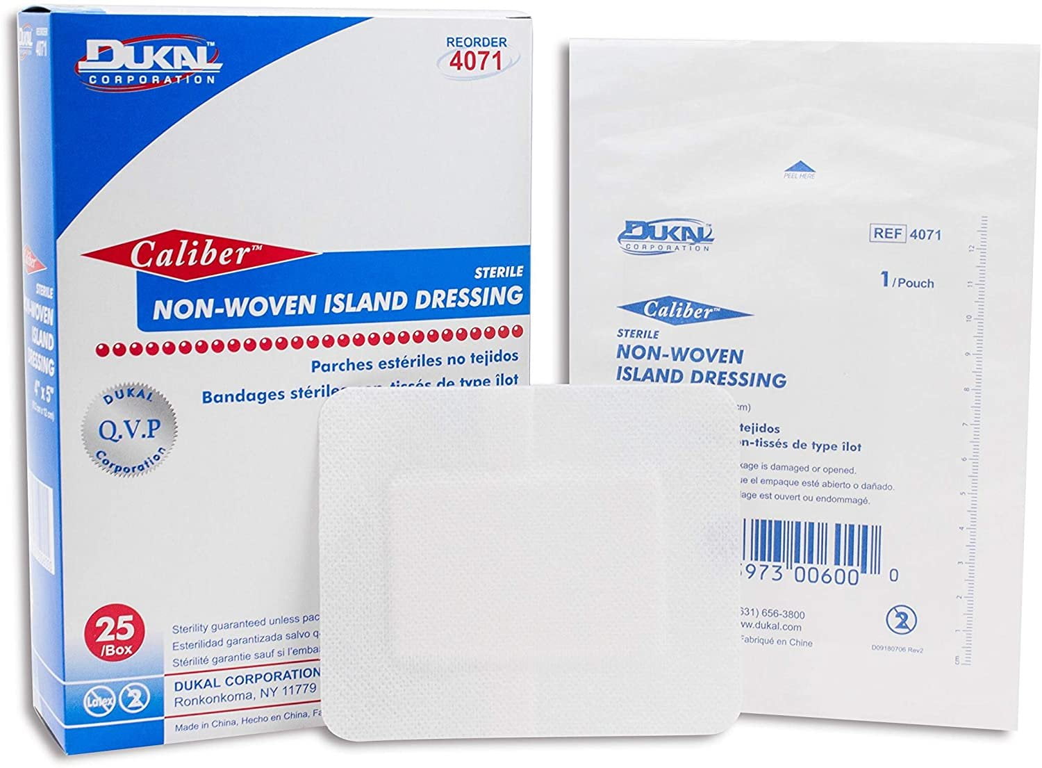 Dukal Island Dressing. Pack of 25 Adhesive Dressings 4" x 5" for Wound