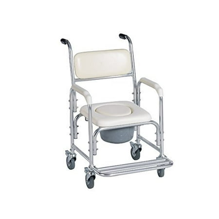 Shower Bedside Commode Chair Padded Seat With Wheels By Healthline Medical Commode Toilet Rolling Shower Chair With Casters 4 Wheels Brakes