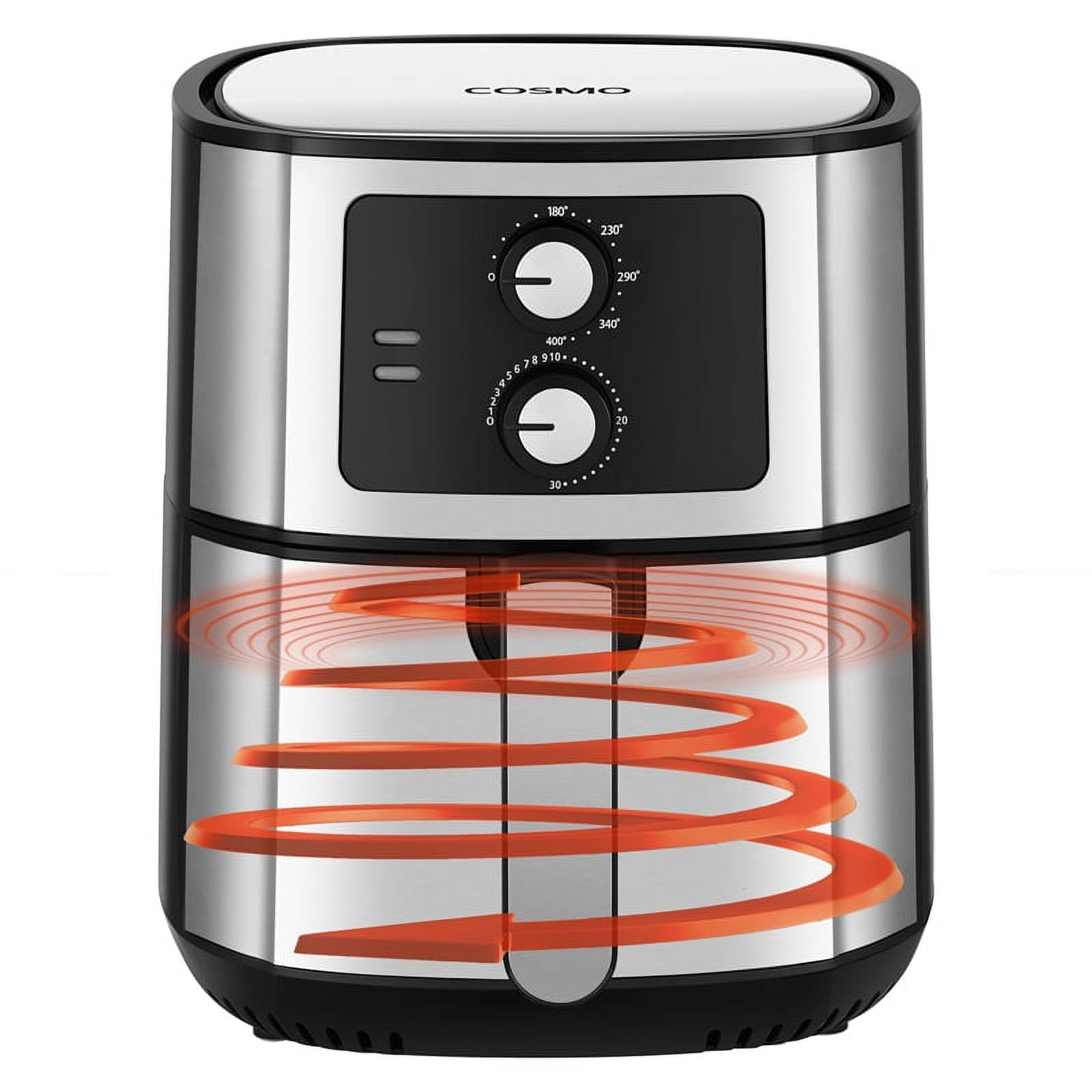 Cosmo COS-58AFAKSS 5.8 Quart Electric Hot Air Fryer with Temperature Control, Timer, Non-Stick Frying Tray, 1400W