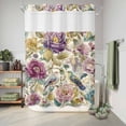 thumbnail image 6 of No Hook Shower Curtain, Spring Flowers Shower Curtains for Bathroom with See Through Top Window, Farmhouse Botanical Blossom Floral Birds Waterproof & Washable Bath Curtain Extra Long 72"x84", 6 of 9