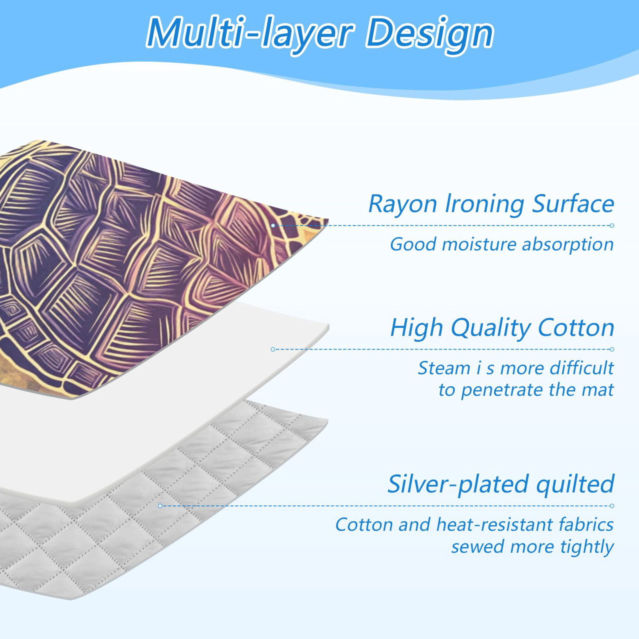 Rainbow Colored Turtle Ironing Mat Blanket Portable Travel Ironing Pad Heat Resistant Pad 47.2" x 27.6”