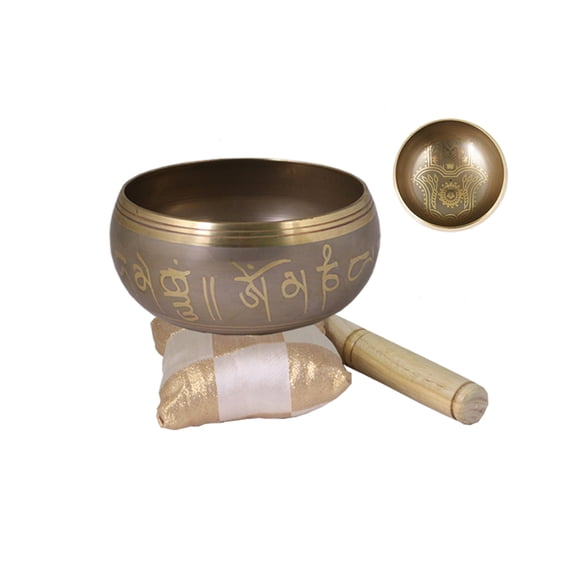 Bronze Hand of Hamsa Tibetan 4.25" Singing Bowl Cushion and Stick