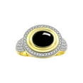 thumbnail image 1 of RYLOS Rings for Women 14K Gold Plated Silver Ring Classic 9X7MM Oval Gemstone & Diamonds Cabochon Onyx Jewelry Size 9.5, 1 of 7