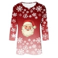 thumbnail image 6 of Jsaierl Merry Christmas Shirts for Women Plus Size Christmas Print Tees Stretch Round Neck T-shirt 3/4 Sleeve Holiday Blouse Tops Christmas Costumes, 6 of 7
