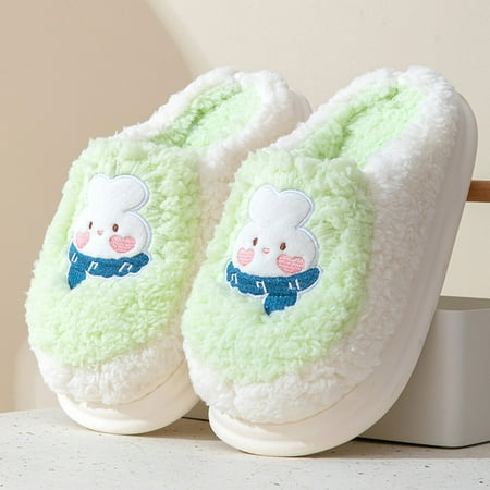 

Women Slippers Autumn And Winter Simple Fashion Warm Thick Bottom Comfortable Flat Slip On Green 8