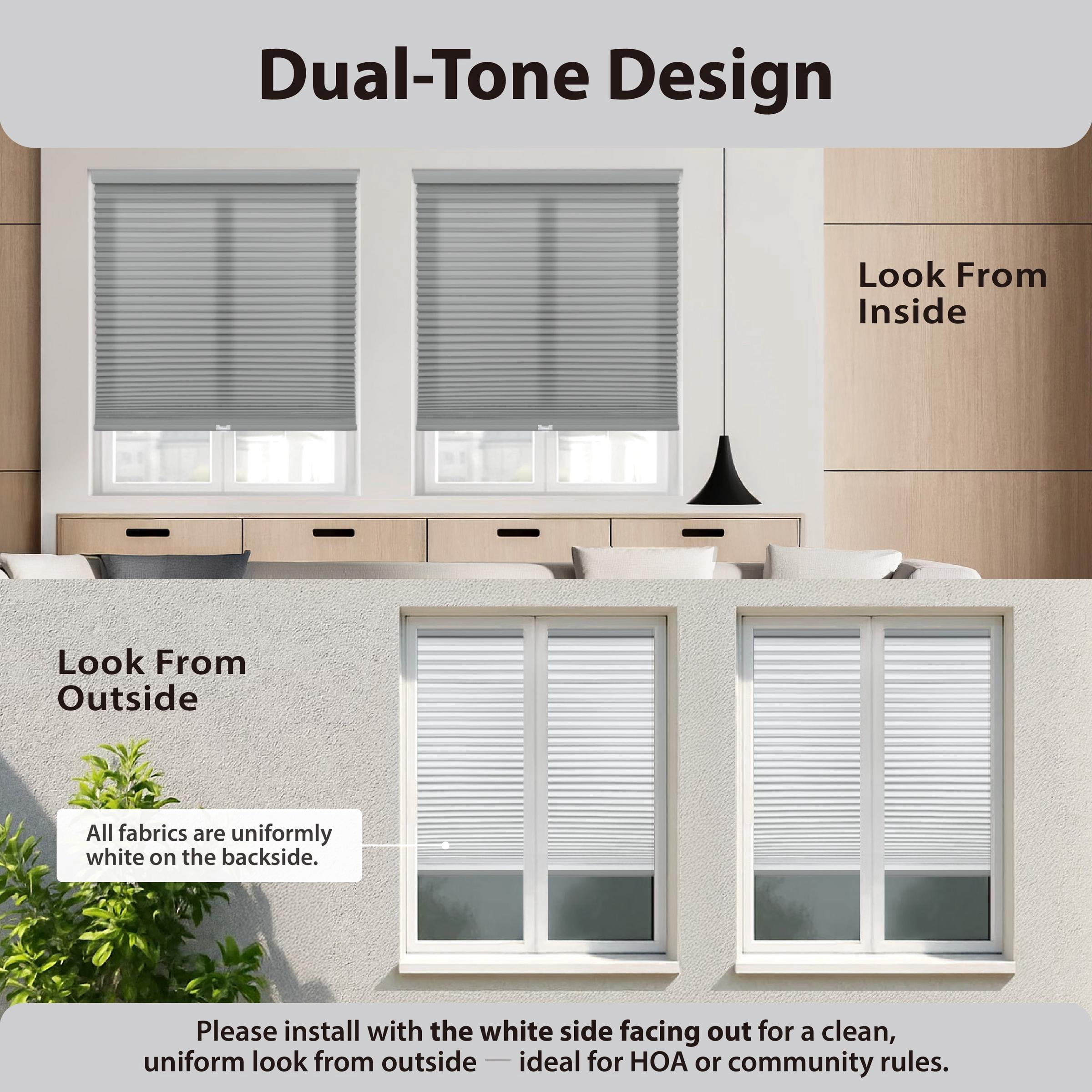 Regal Living Light Filtering Cordless Cellular Shade, Anchor Gray - 65" W x 72" L
