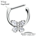 thumbnail image 3 of Body Candy 16G 316L Stainless Steel Septum Jewelry Epic Butterfly Clear Conch Tragus Cartilage Clicker 8mm, 3 of 4