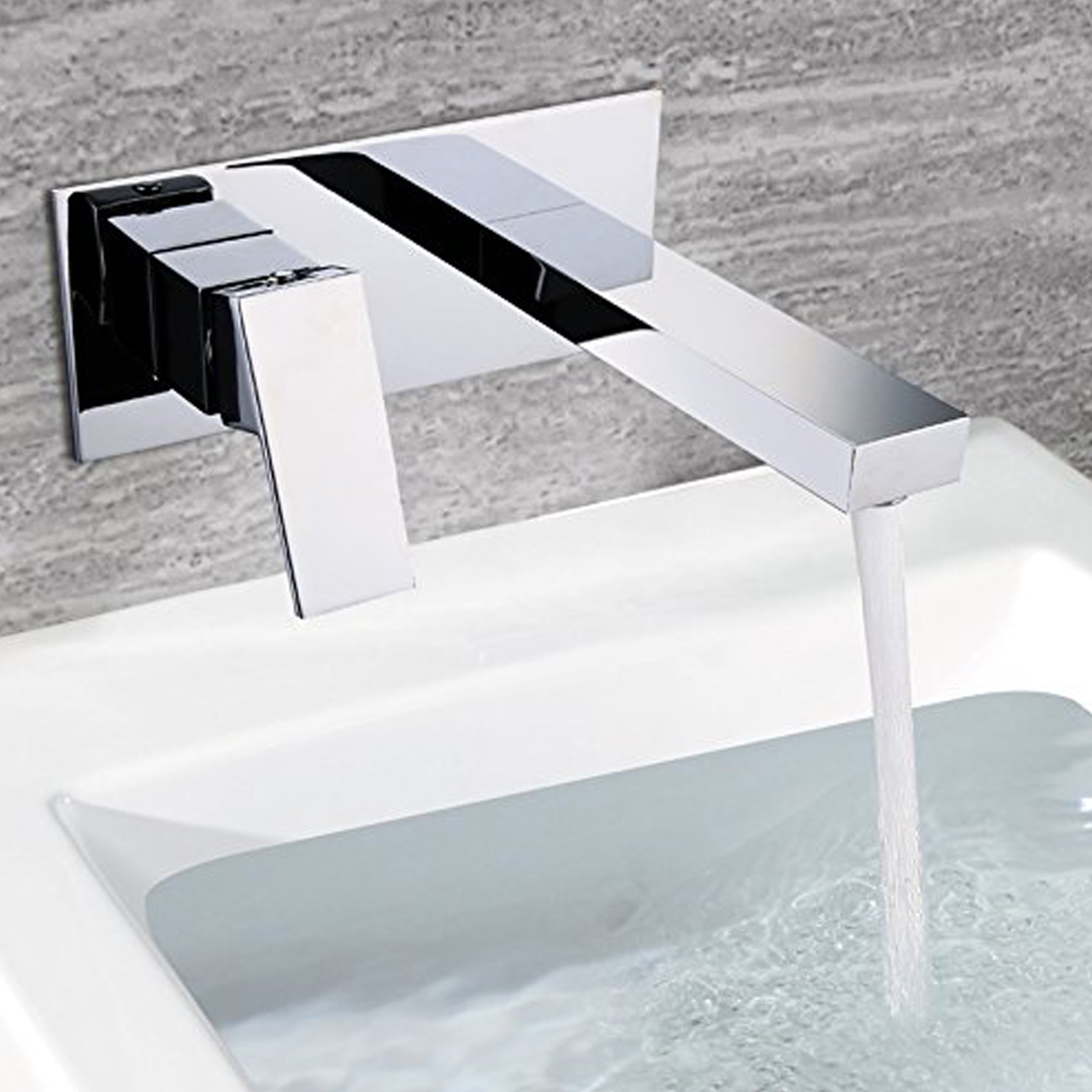 sumerain Lavatory Faucet Wall Mounted Bathroom Sink Faucet and Rough in Valve Included Chrome Finish, Left-Handed Single Handle