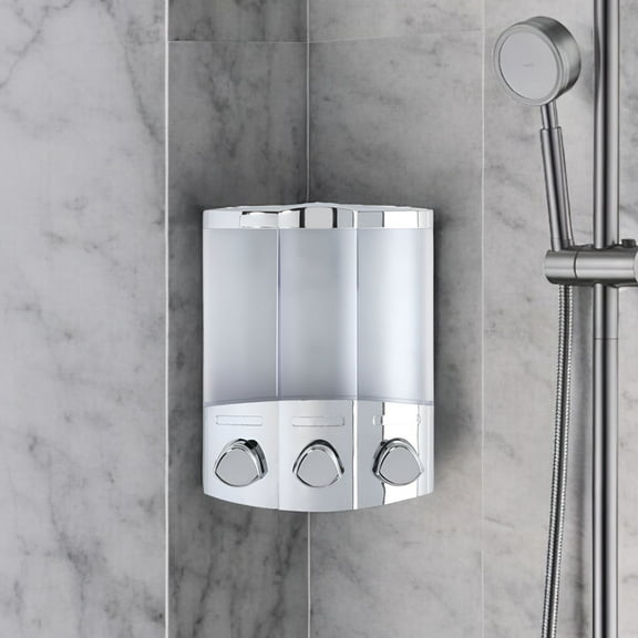 HomeRoots 571498 Gray Heavy Duty Plastic Three Chamber Wall Mount Soap Dispenser