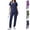 Navy, variant on Women Scrubs Set Stretch Soft V-Neck Top with Straight Leg Scrub Pants with Pockets