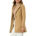 thumbnail image 4 of Unique Bargains Women's Turn Down Collar Buttoned Casual Mid-Long Winter Coat XS Khaki, 4 of 6