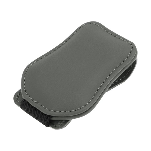 Clip para gafas de sol de coche Unique Bargains con soporte magnético universal para parasol de coche de cuero Nappa gris 7.5x5cm 1 Pcs