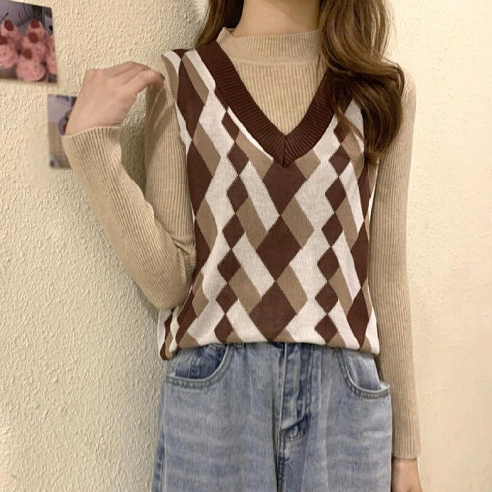 Short V-neck Waistcoat Sweater Women 
