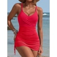 thumbnail image 6 of Asoul Twist V Neck One Piece Swimsuit for Womens Tummy Control Swimdress Monkini Swimwear Tie Side Mesh Bathing Suits, 6 of 9