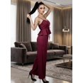 thumbnail image 4 of Conjunto para Mujer 2 Piezas Rayado Top Peplum con Tirantes y Pantalón Palazzo Set Elegante Casual de Tela Ligera, 4 of 5