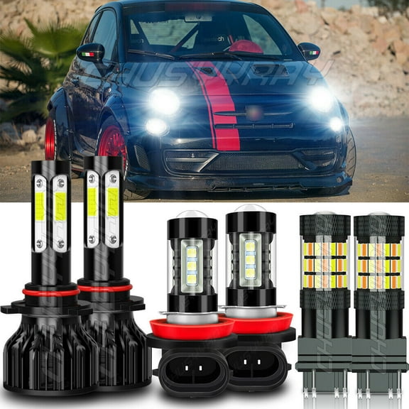 For Fiat 500 2012-2018 2019 Combo 6X LED Headlight Fog DRL Light Bulbs Kit