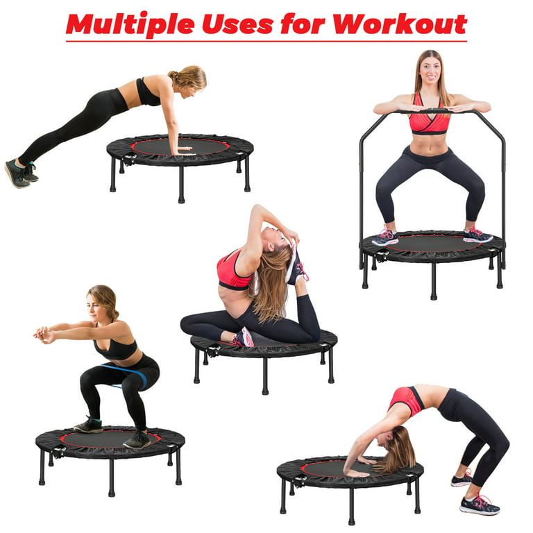 40 Foldable Mini Trampoline, Fitness Rebounder with Foam Handle, Exercise  Trampoline for Kids Adults Indoor/Garden Workout Max Load 330lbs